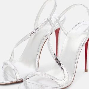 Christian Louboutin Silver Stiletto Heels with Red Sole